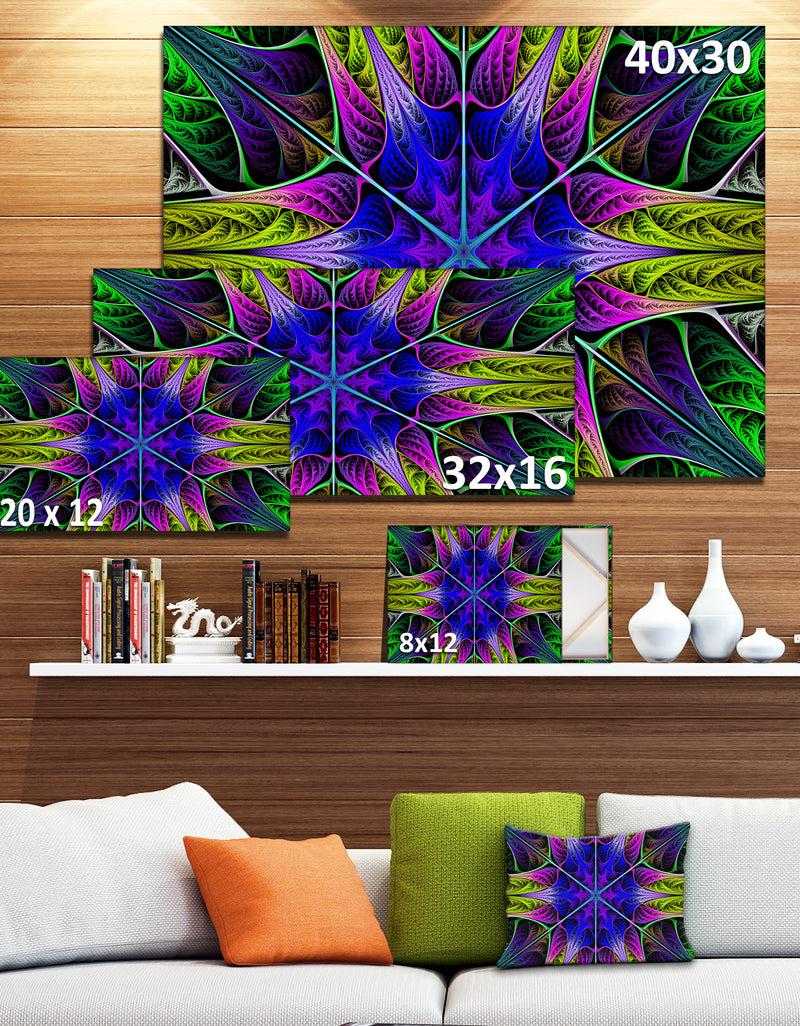 DesignQ Star-Shaped Blue Stained Glass - Abstract Wall Art On Canvas