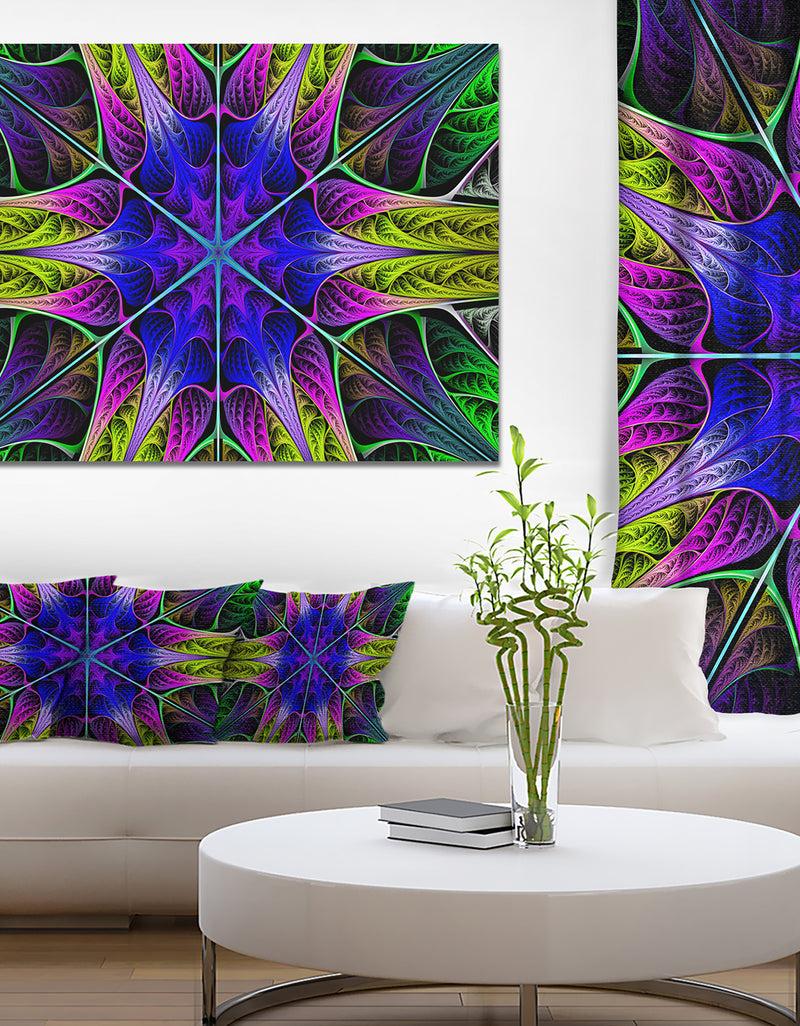 DesignQ Star-Shaped Blue Stained Glass - Abstract Wall Art On Canvas