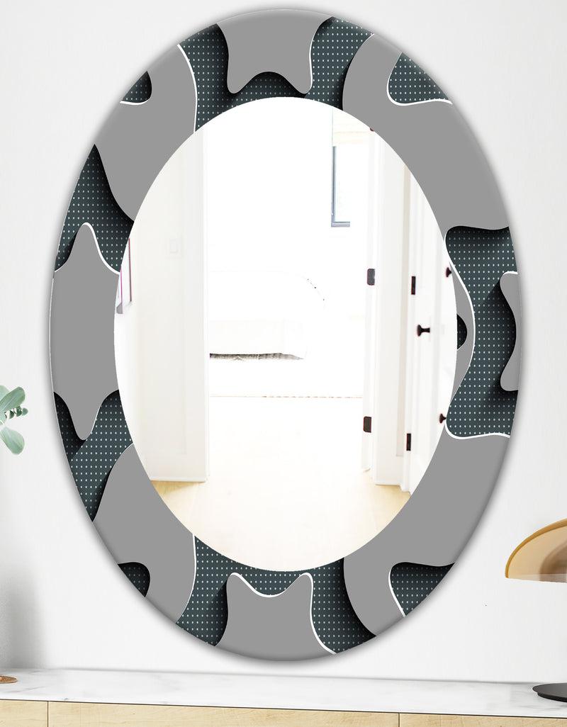 DesignQ Starshaped Abstract Technology - Mid-Century Mirror - Oval Or Round Wall Mirror