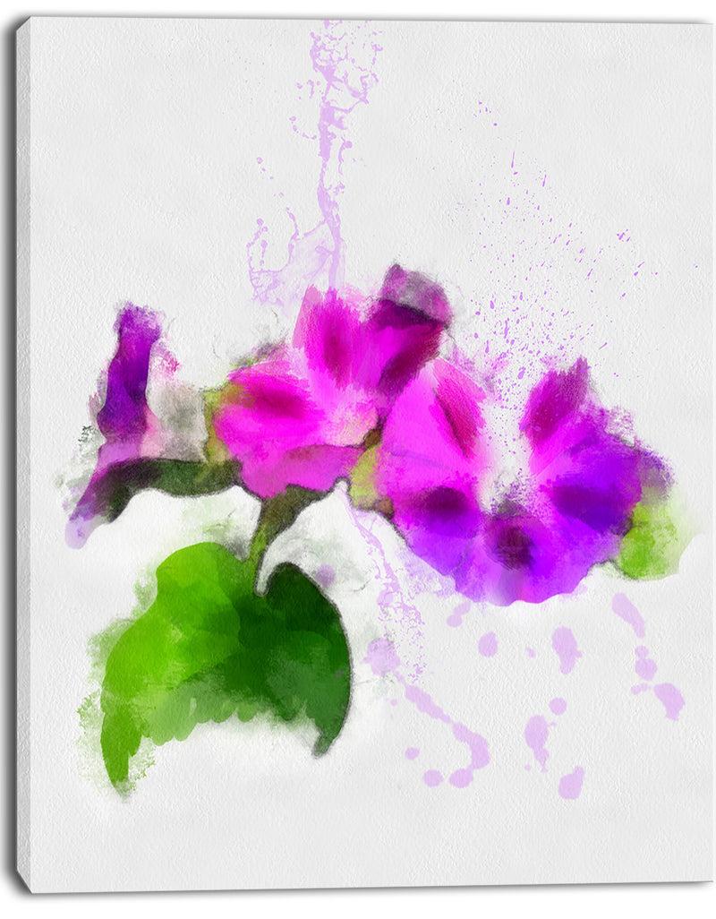 DesignQ Stem Of Convolvulus Flower Drawing - Floral Canvas Artwork Print