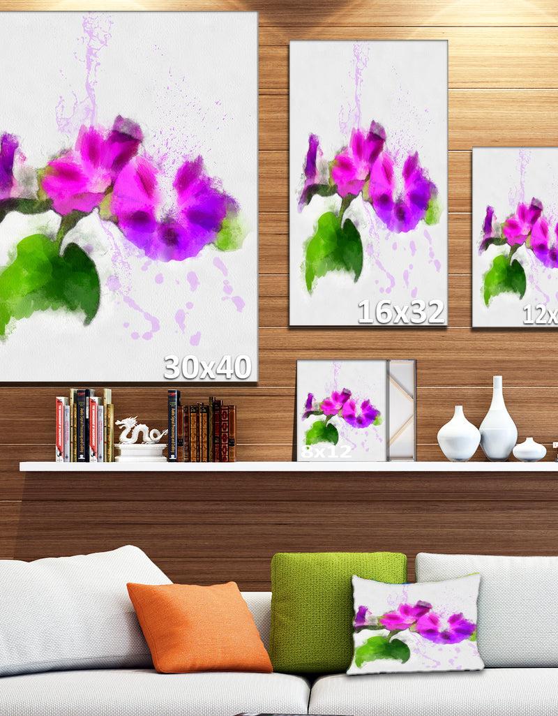 DesignQ Stem Of Convolvulus Flower Drawing - Floral Canvas Artwork Print