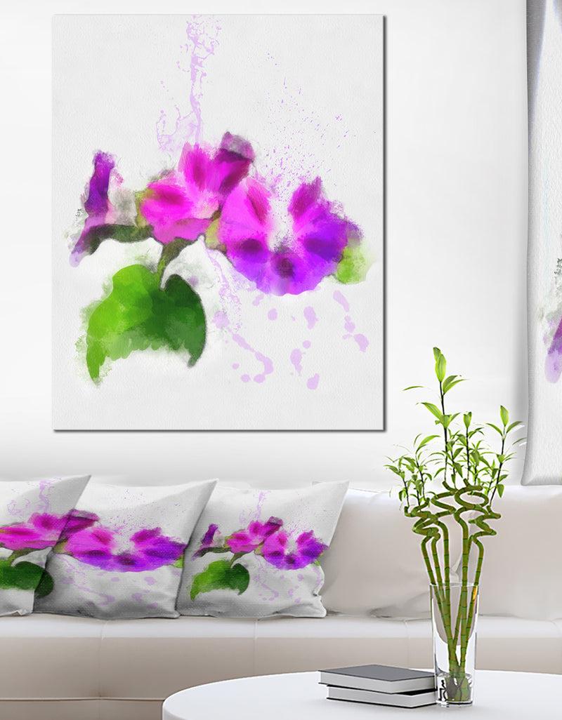 DesignQ Stem of Convolvulus Flower Drawing - Floral Canvas Artwork Print