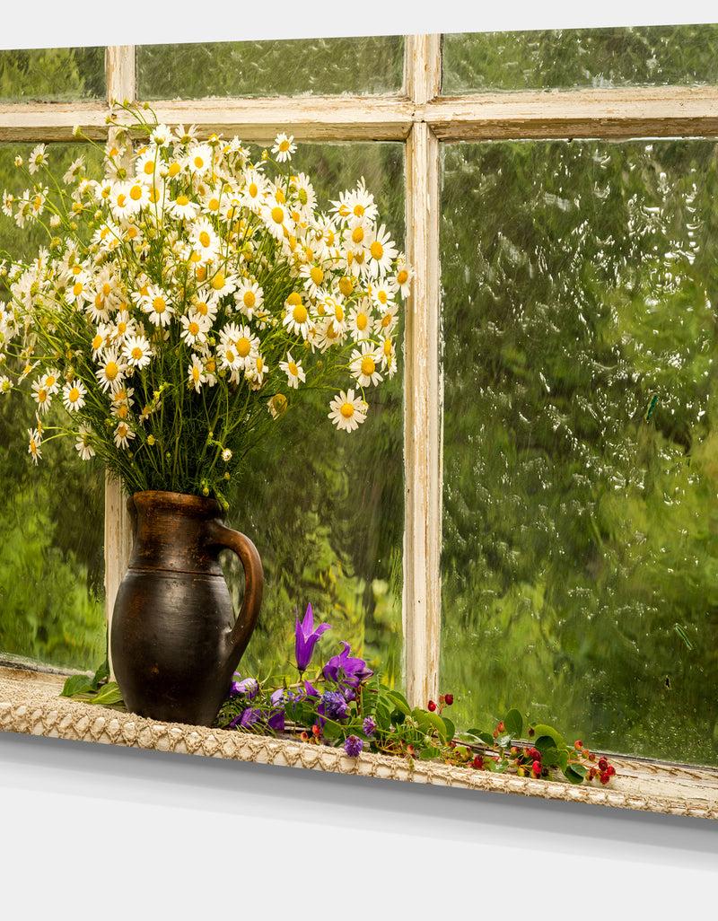 DesignQ Still Life Bouquet Of Chamomiles - Modern Landscape Wall Art Canvas