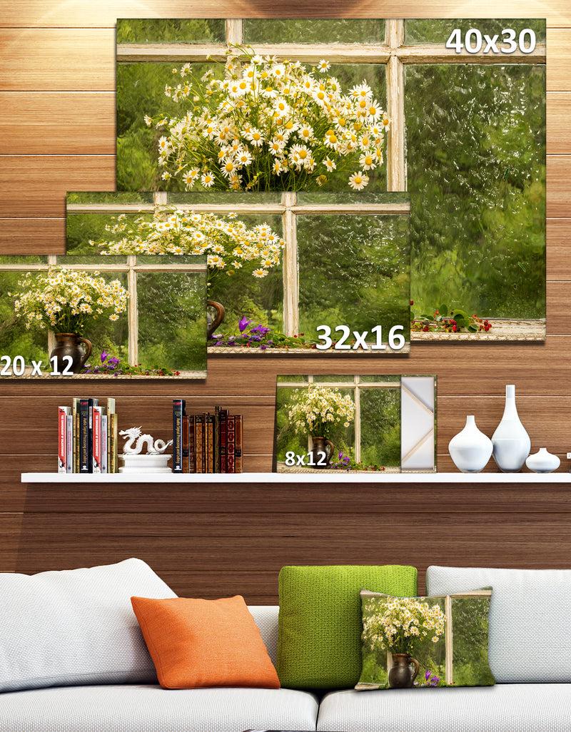 DesignQ Still Life Bouquet Of Chamomiles - Modern Landscape Wall Art Canvas