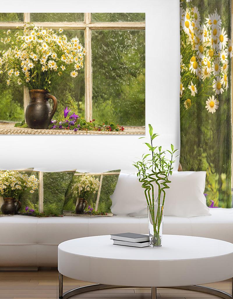 DesignQ Still Life Bouquet of Chamomiles - Modern Landscape Wall Art Canvas