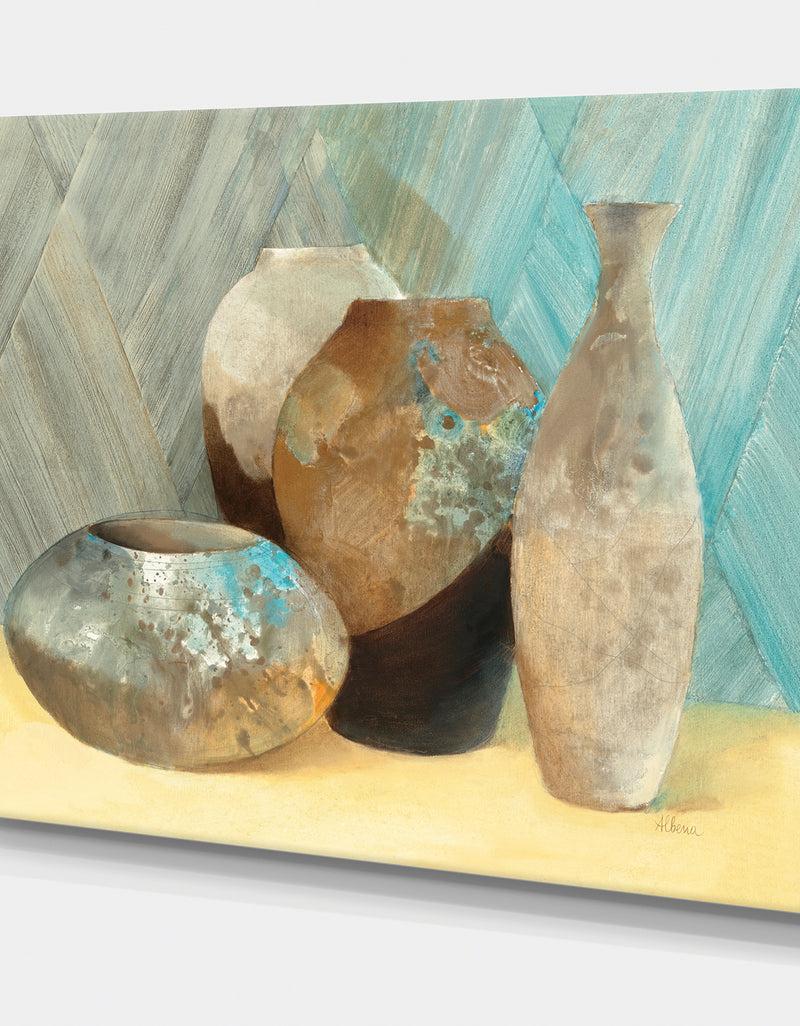 DesignQ Still Life Of Vase Bottle - Traditional Canvas Artwork