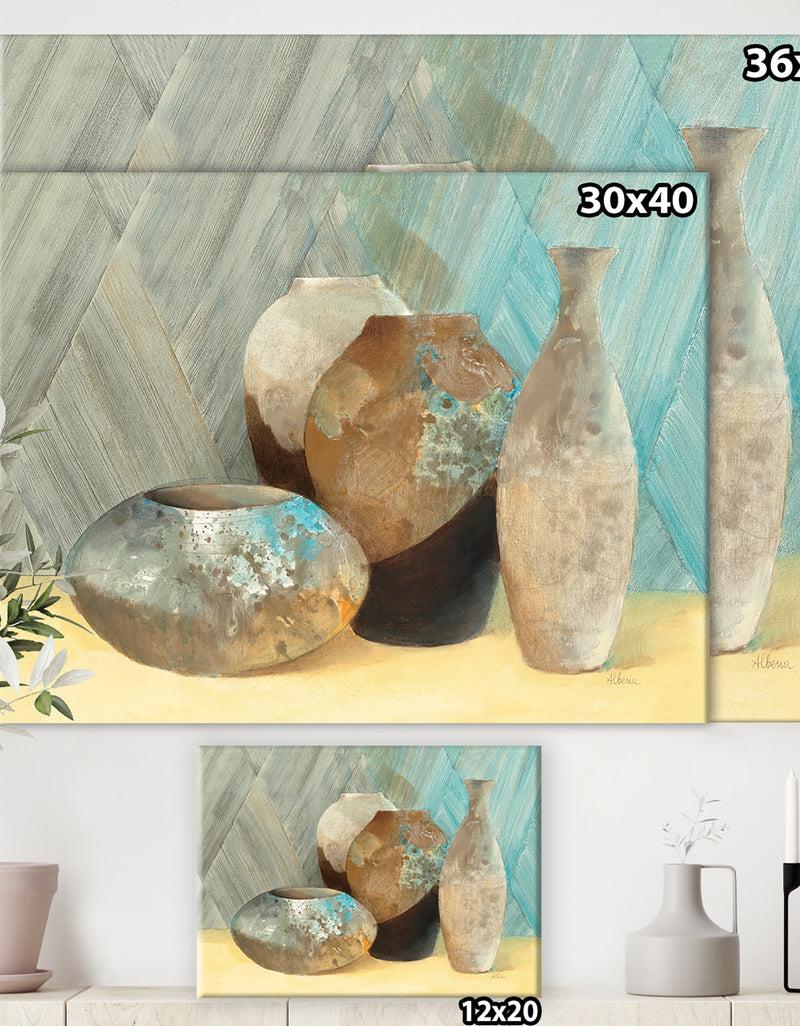 DesignQ Still Life Of Vase Bottle - Traditional Canvas Artwork