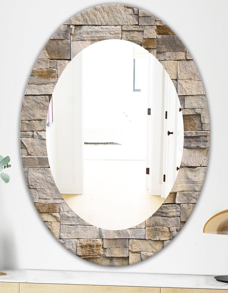 DesignQ Stone 1 - Modern Mirror - Oval Or Round Wall Mirror