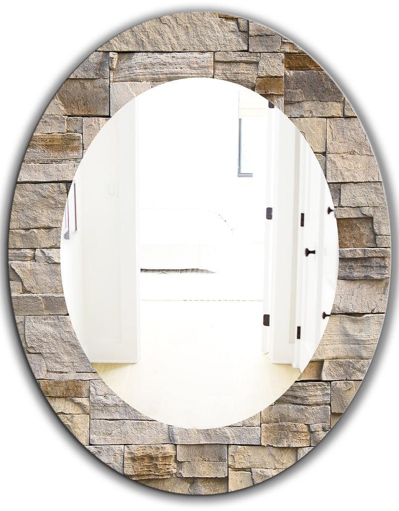 DesignQ Stone 1 - Modern Mirror - Oval Or Round Wall Mirror