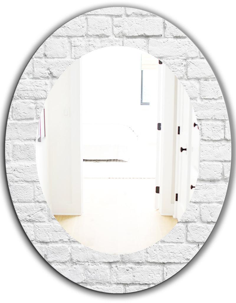 DesignQ Stone 3 - Traditional Mirror - Oval Or Round Wall Mirror