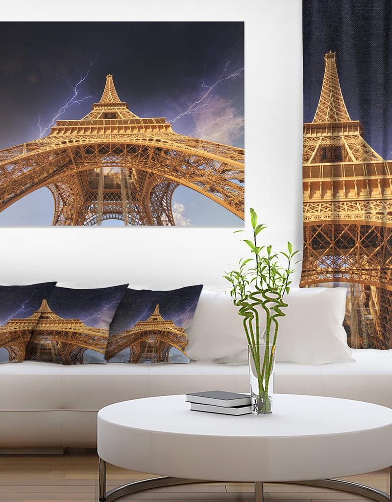 DesignQ Storm above Paris Eiffel Tower in Paris - Cityscape Canvas print