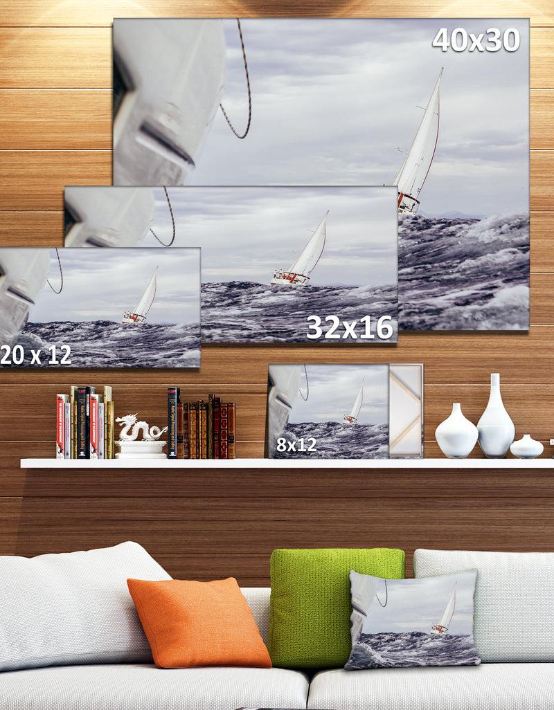 DesignQ Storm While Sailing - Seascape Painting Canvas Print