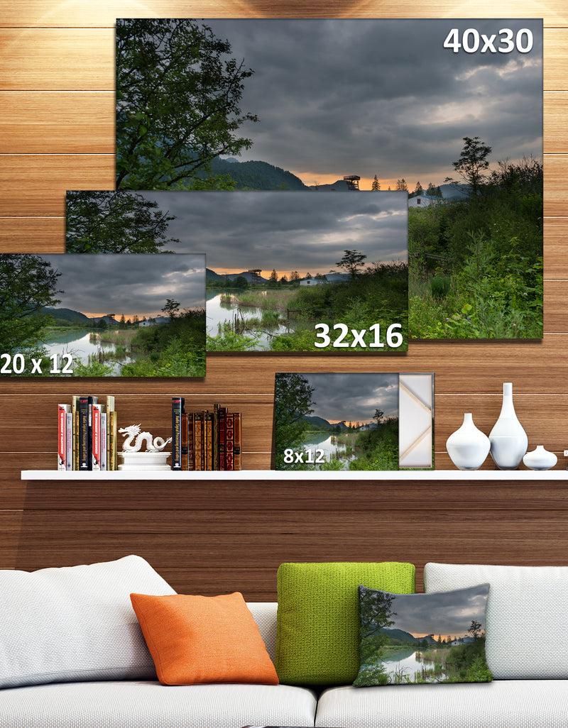 DesignQ Stormy Weather Over Swamp - Landscape Wall Artwork