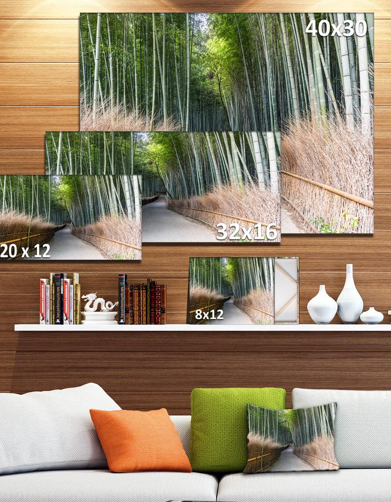 DesignQ Straight Path In Bamboo Forest - Forest Canvas Wall Art Print