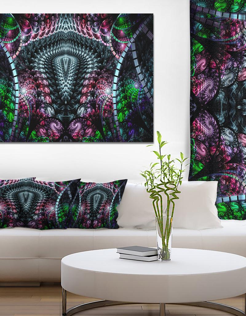 DesignQ Strange Fractal Design On Black'Extra Large Abstract Canvas Art Print