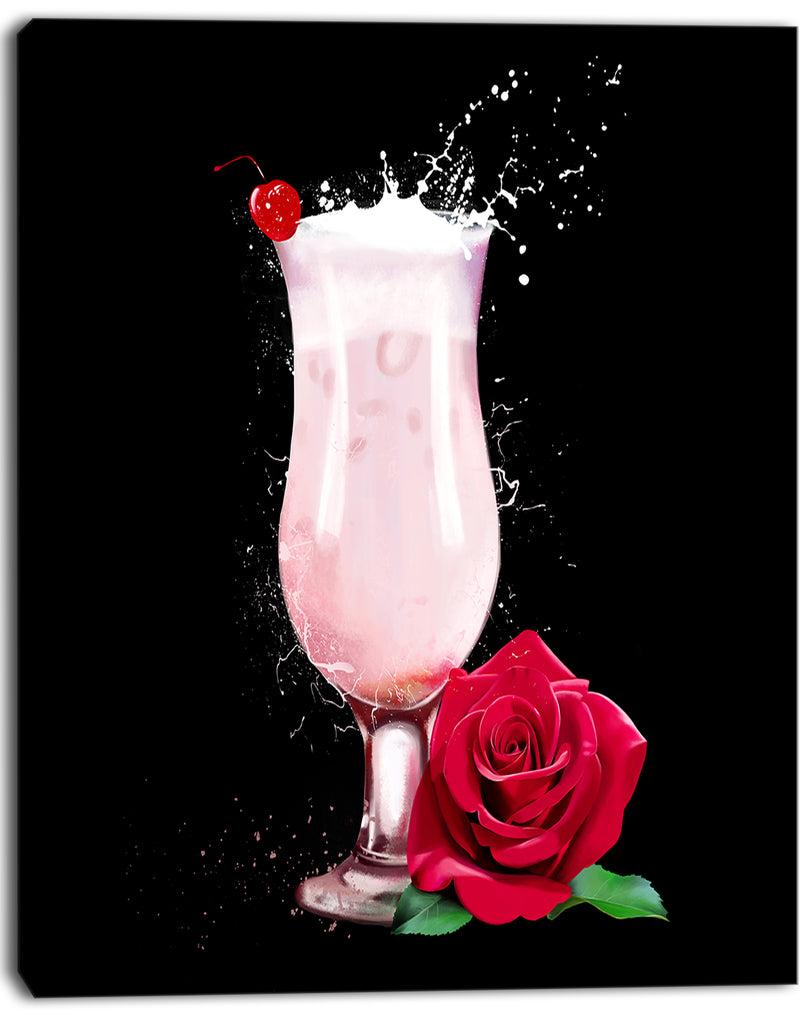 DesignQ Strawberry Cocktail And Red Rose - Extra Large Floral Canvas Art