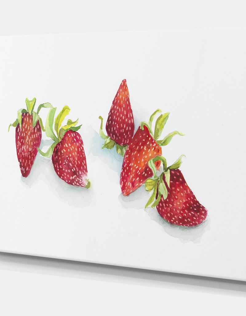 DesignQ Strawberry Patch - C. Ripe Berries Whole - Cottage Canvas Wall Art