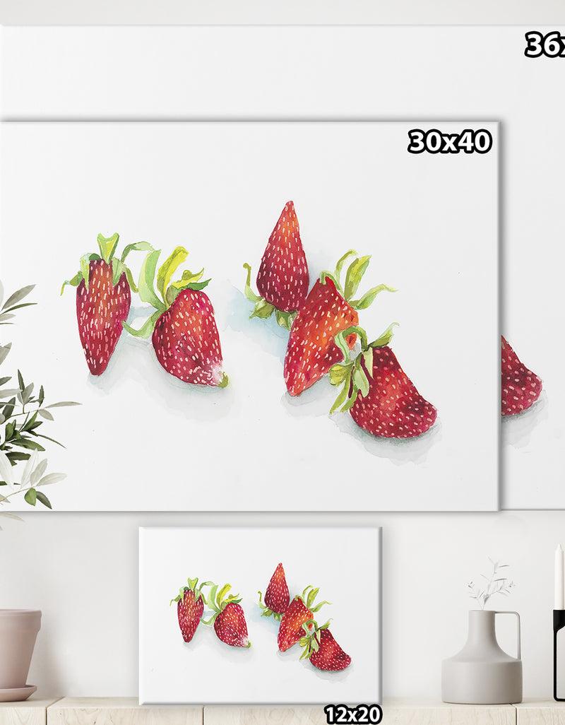 DesignQ Strawberry Patch - C. Ripe Berries Whole - Cottage Canvas Wall Art