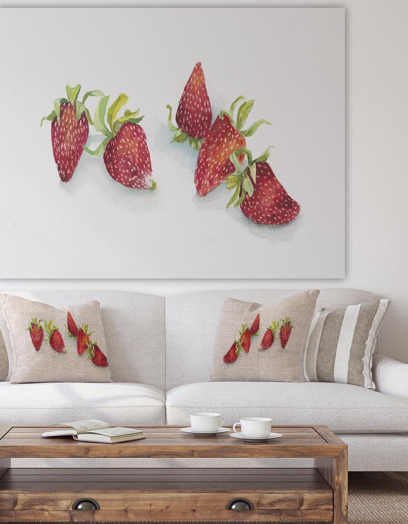 DesignQ Strawberry Patch - C. Ripe Berries Whole - Cottage Canvas Wall Art