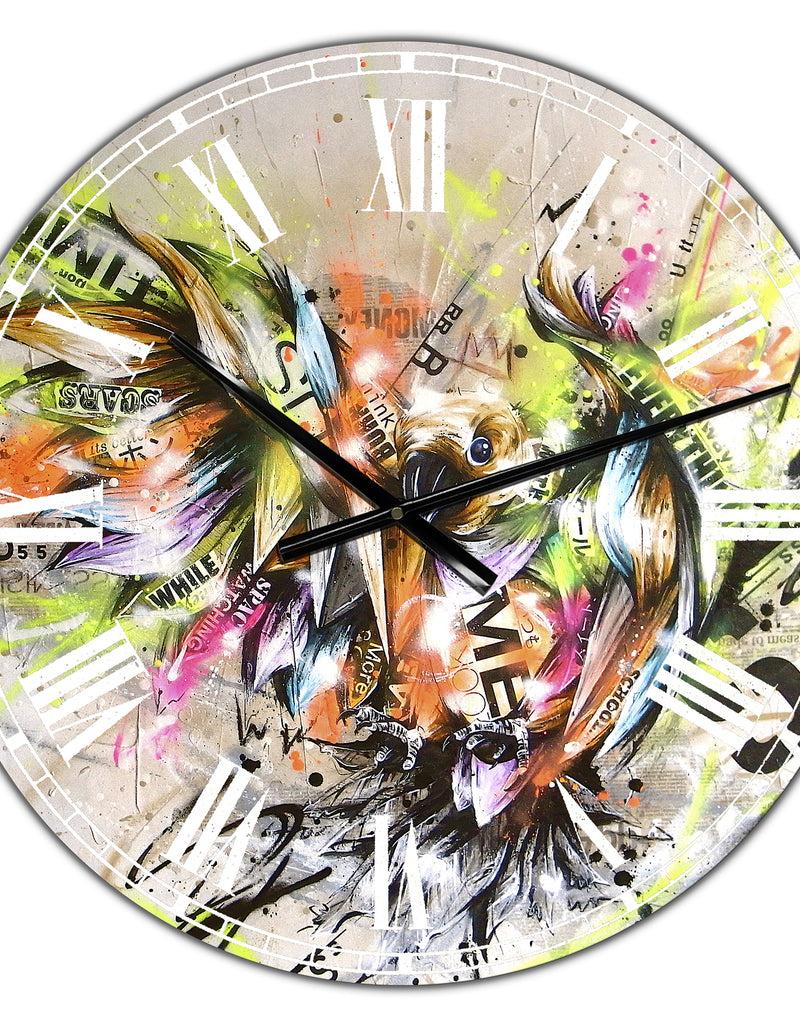DesignQ Street Art Graffiti Bird - Large Modern Wall Clock