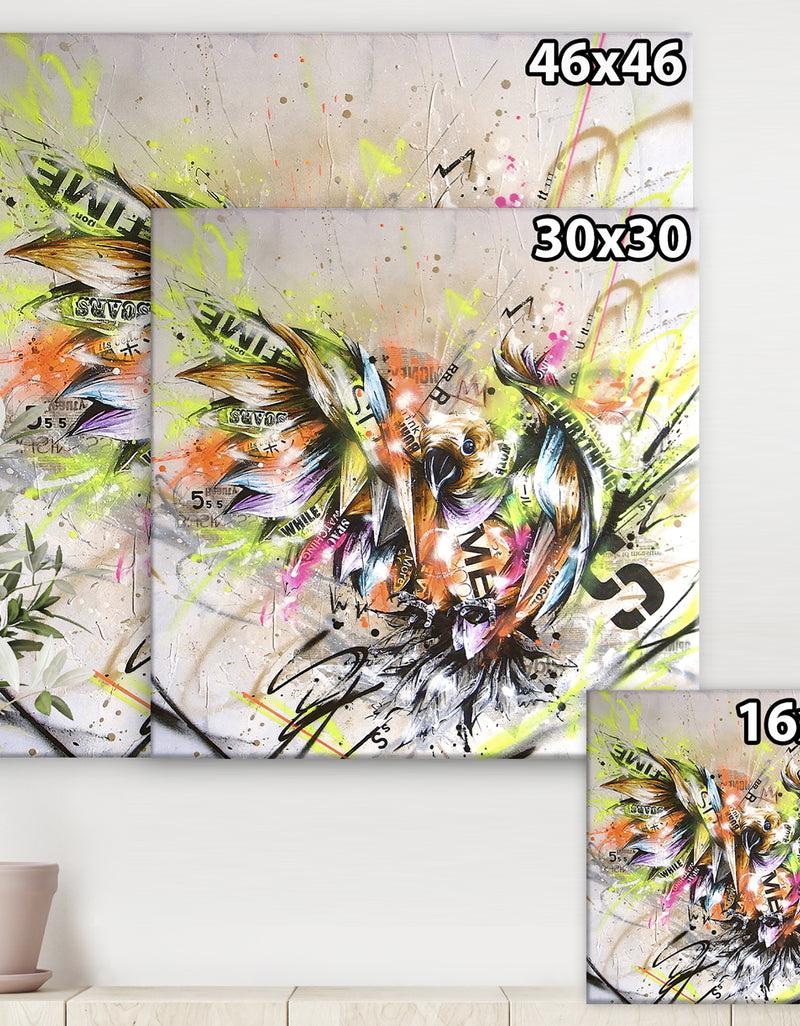 DesignQ Street Art Graffiti Bird - Modern & Contemporary Canvas Artwork