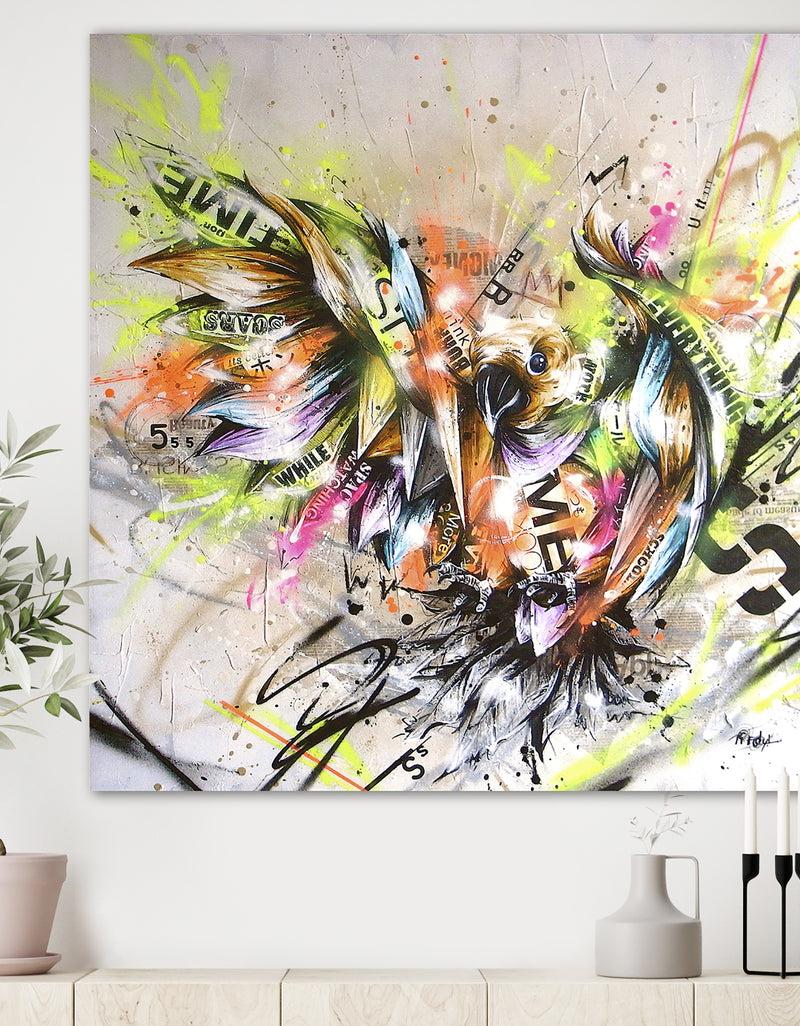 DesignQ Street Art Graffiti Bird - Modern & Contemporary Canvas Artwork