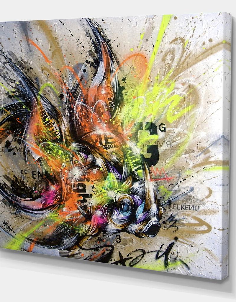 DesignQ Street Art Graffiti Fish - Modern & Contemporary Premium Canvas Wall Art