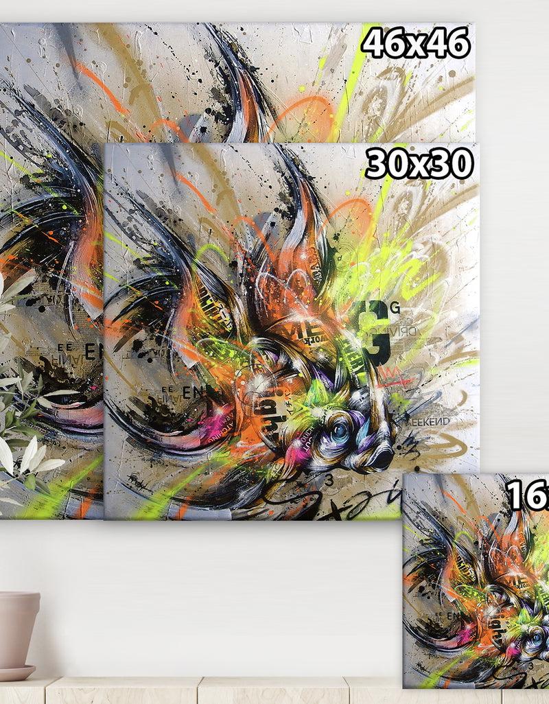 DesignQ Street Art Graffiti Fish - Modern & Contemporary Premium Canvas Wall Art