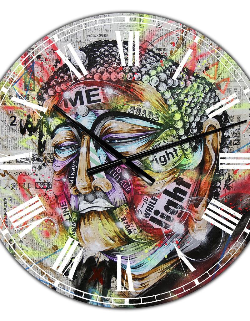 DesignQ Street Art Graffiti Holy Man - Large Modern Wall Clock