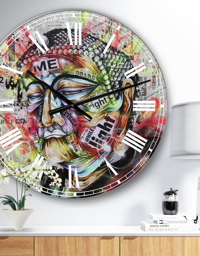 DesignQ Street Art Graffiti Holy Man - Large Modern Wall Clock