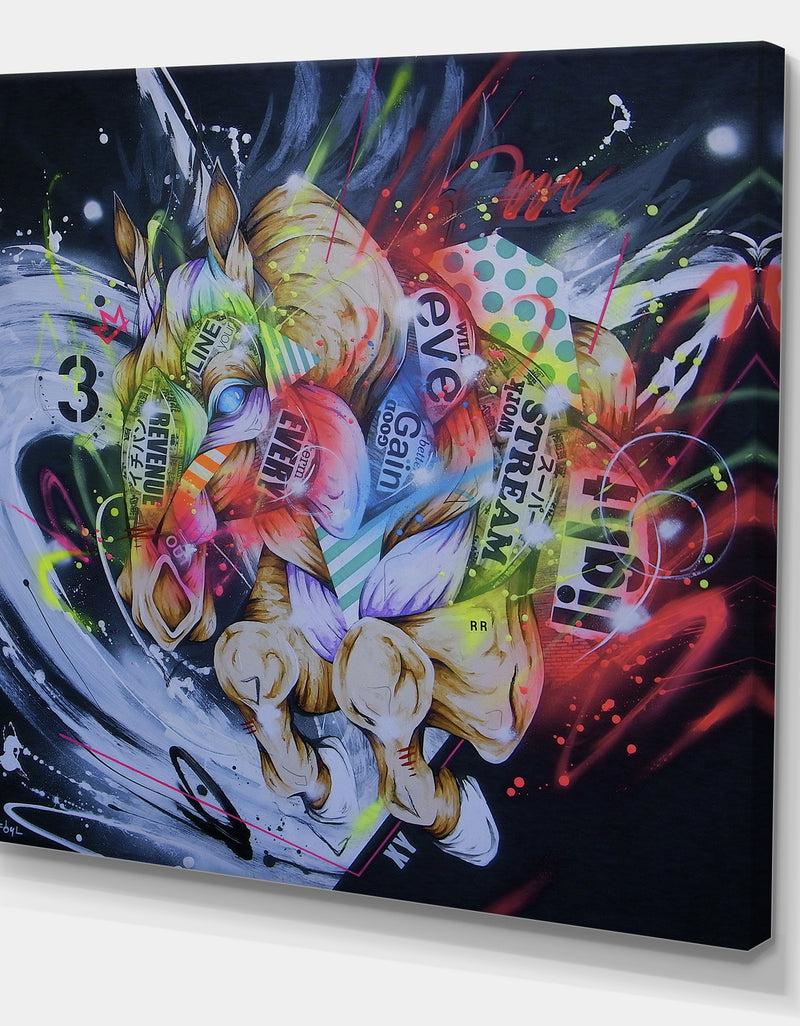DesignQ Street Art Graffiti Horse I - Modern & Contemporary Canvas Artwork
