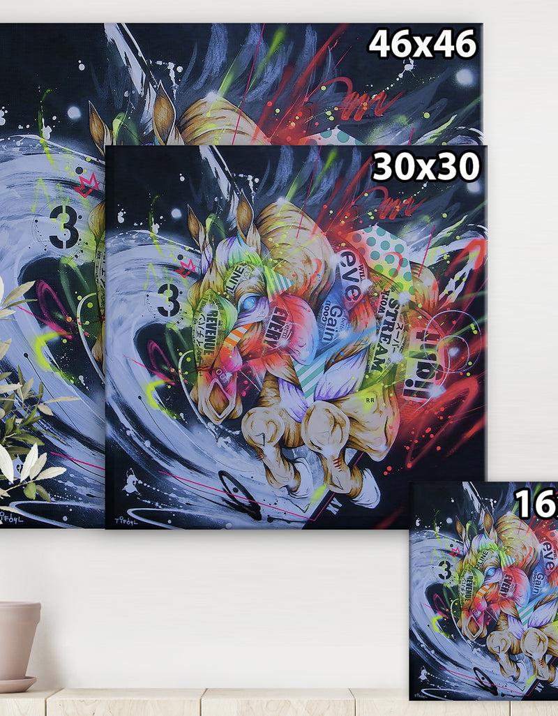 DesignQ Street Art Graffiti Horse I - Modern & Contemporary Canvas Artwork