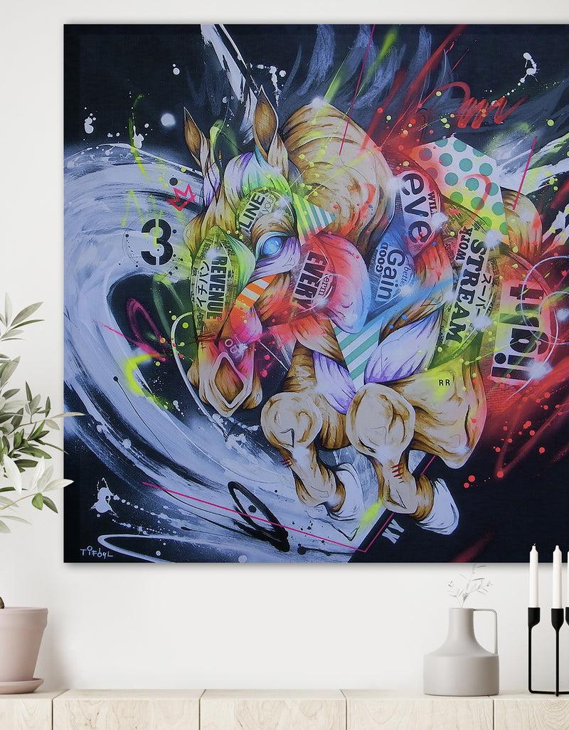 DesignQ Street Art Graffiti Horse I - Modern & Contemporary Canvas Artwork
