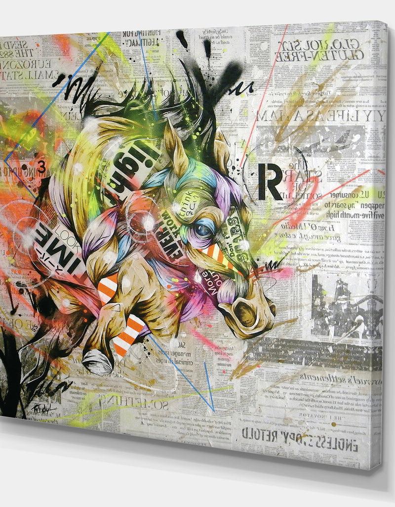 DesignQ Street Art Graffiti Horse II - Modern & Contemporary Canvas Art Print