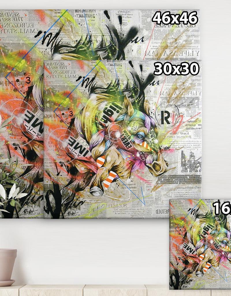 DesignQ Street Art Graffiti Horse II - Modern & Contemporary Canvas Art Print