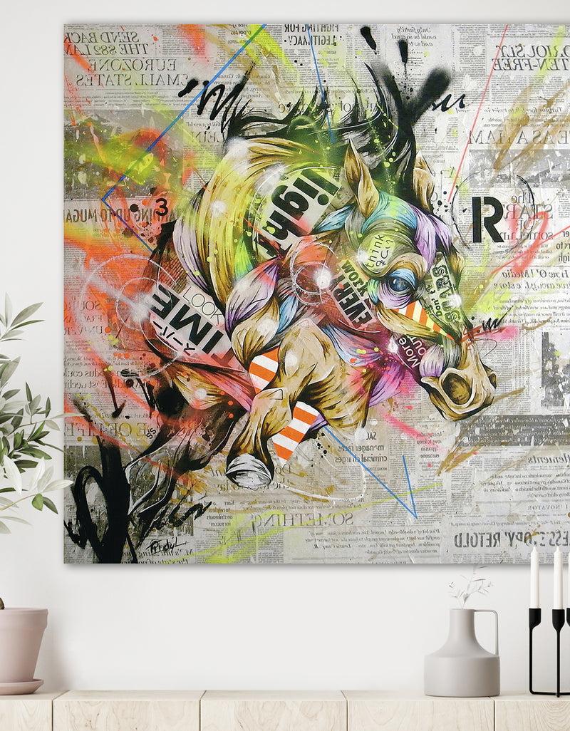 DesignQ Street Art Graffiti Horse II - Modern & Contemporary Canvas Art Print
