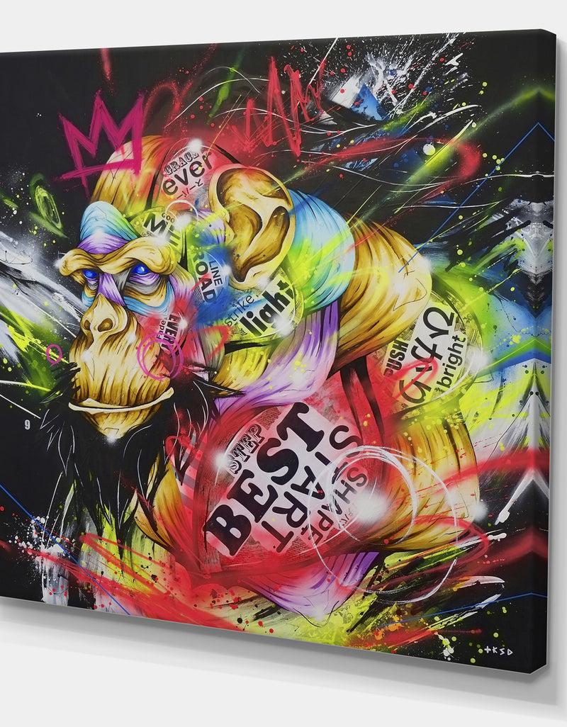 DesignQ Street Art Graffiti Samurai - Modern & Contemporary Canvas Wall Art