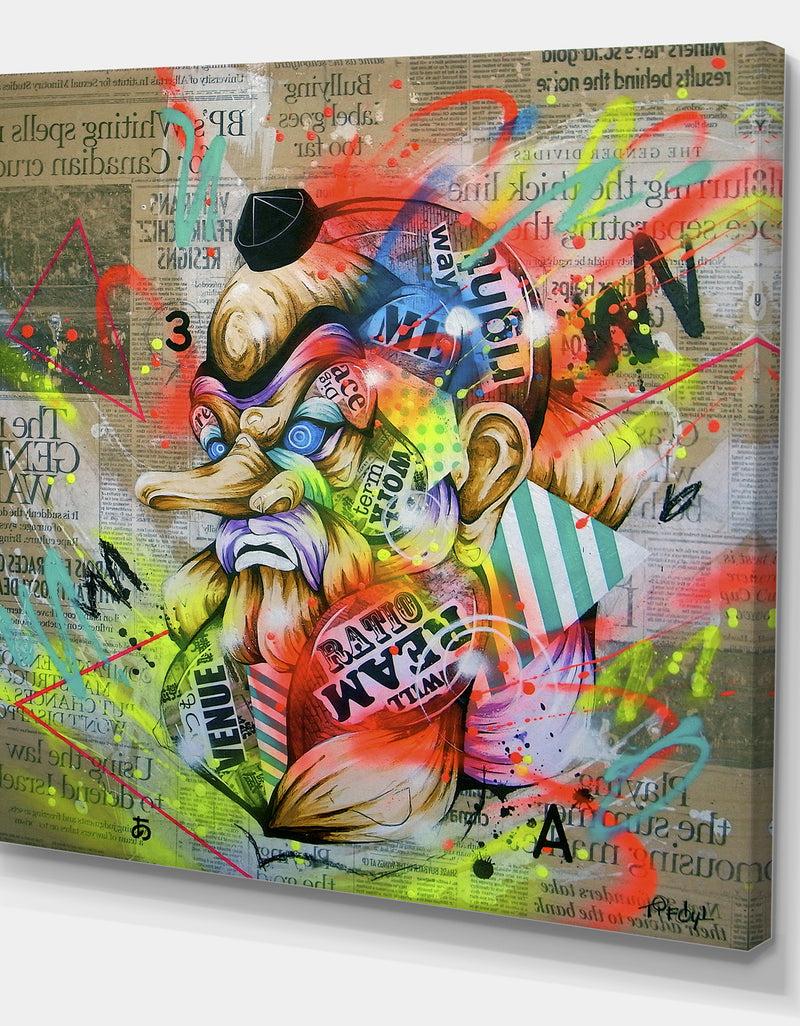 DesignQ Street Art Graffiti Tengu - Modern & Contemporary Gallery-wrapped Canvas