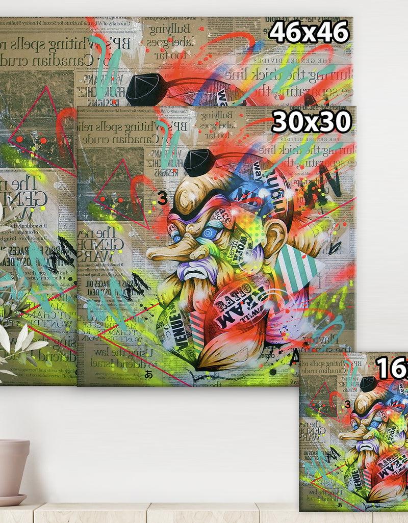 DesignQ Street Art Graffiti Tengu - Modern & Contemporary Gallery-wrapped Canvas