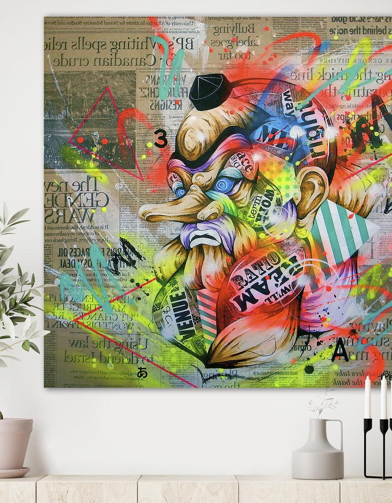 DesignQ Street Art Graffiti Tengu - Modern & Contemporary Gallery-wrapped Canvas