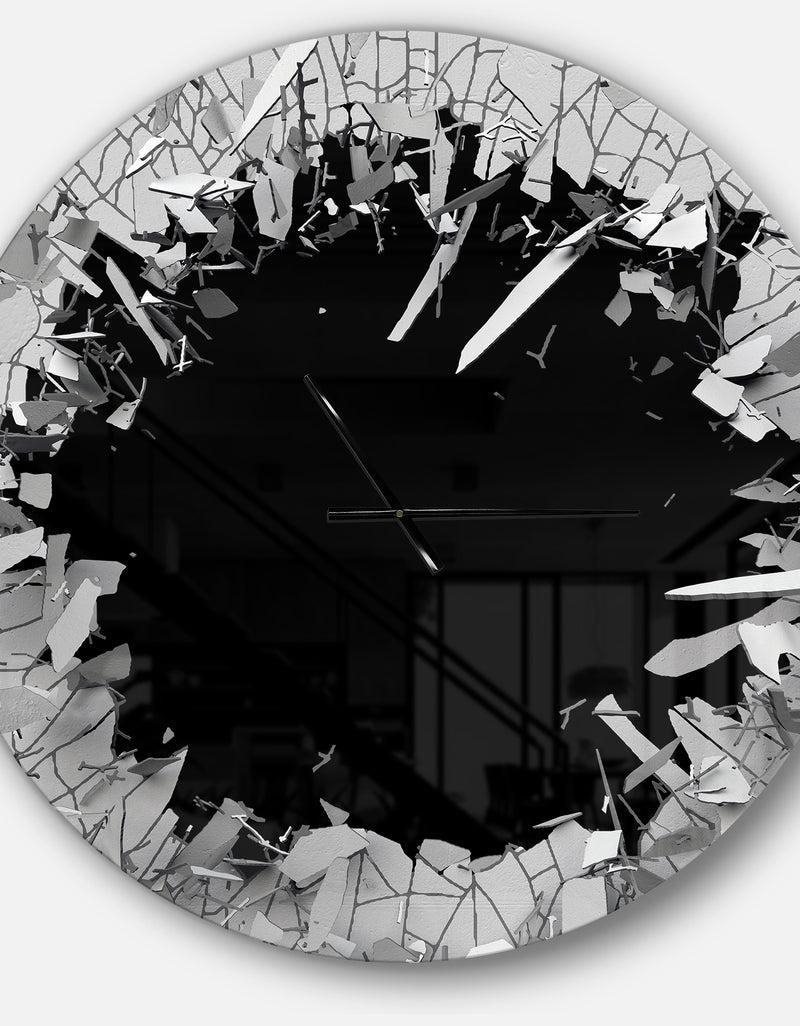 DesignQ Strick & Bolton 'Abstract Broken Wall 3D Design - Metal Clock
