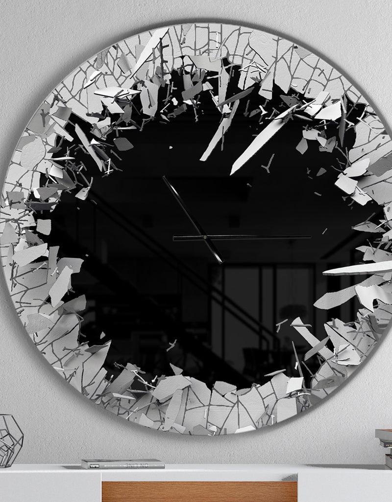 DesignQ Strick & Bolton 'Abstract Broken Wall 3D Design - Metal Clock