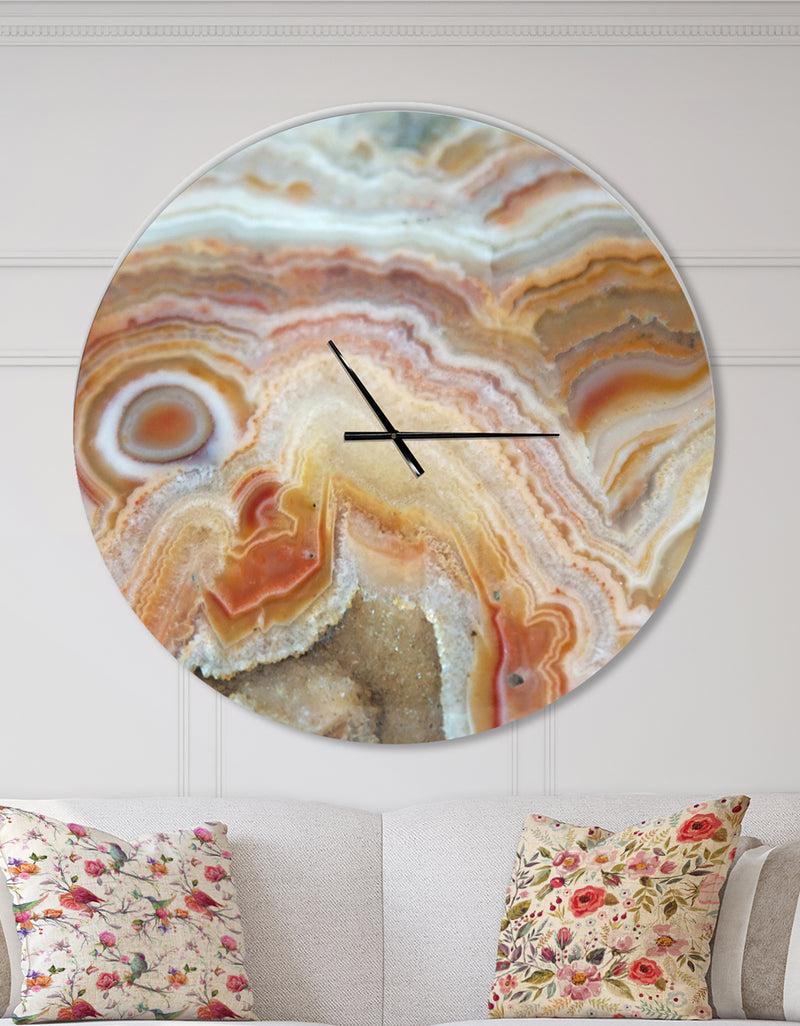 DesignQ Strips and Ovals on Agate - Oversized Modern Wall CLock