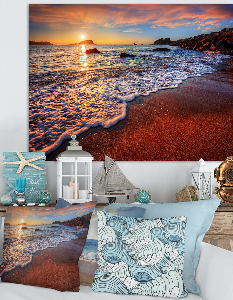 DesignQ Stunning Ocean Beach At Sunset - Seashore Canvas Art Print