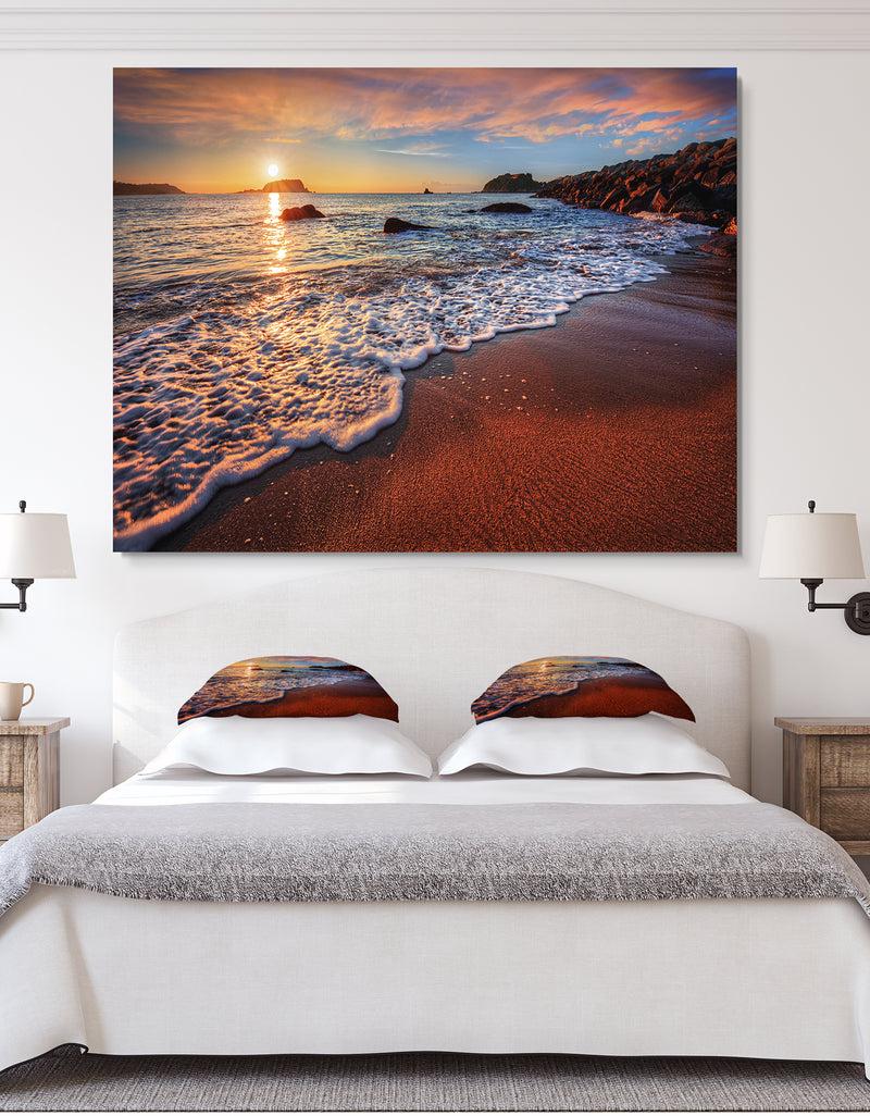 DesignQ Stunning Ocean Beach at Sunset - Seashore Canvas Art Print