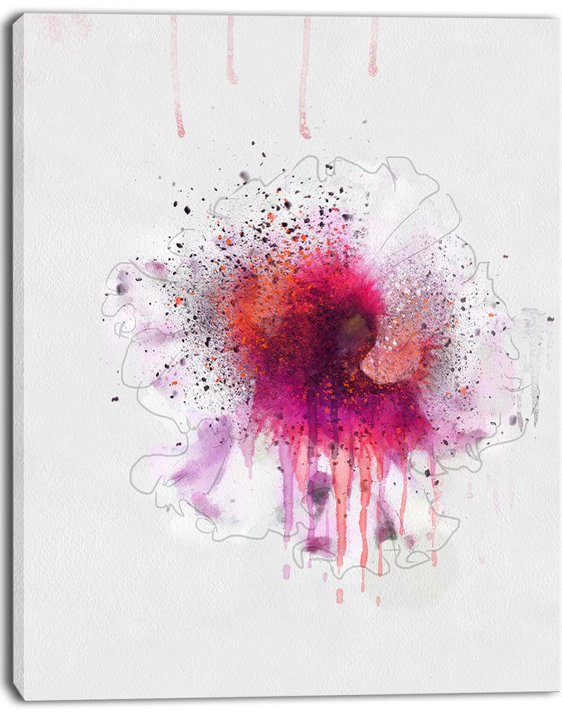 DesignQ Stylish Pink Watercolor Flower - Floral Canvas Artwork Print