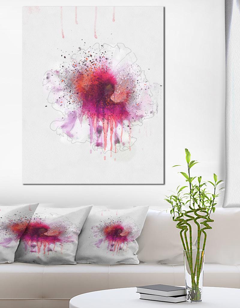 DesignQ Stylish Pink Watercolor Flower - Floral Canvas Artwork Print