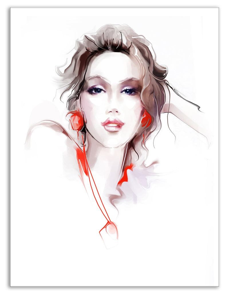 DesignQ Stylish Woman - Digital Portrait Canvas Art Print
