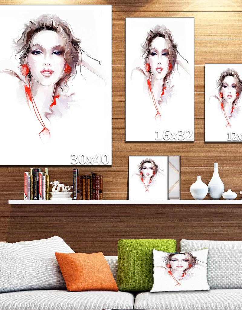 DesignQ Stylish Woman - Digital Portrait Canvas Art Print