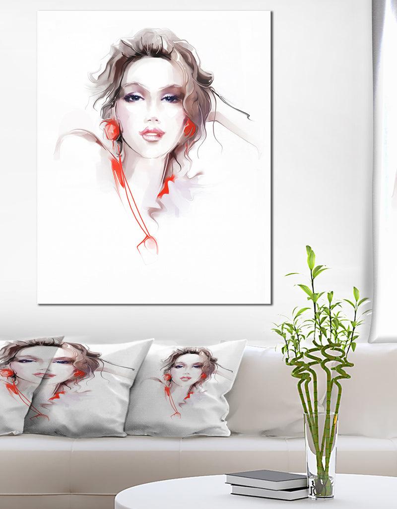 DesignQ Stylish Woman - Digital Portrait Canvas Art Print